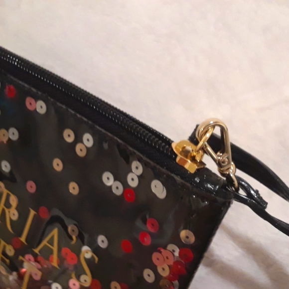 Victoria's Secret Floating Sequins Black Pink Red Gold Wristlet/Clutch NWOT - Picture 4 of 6